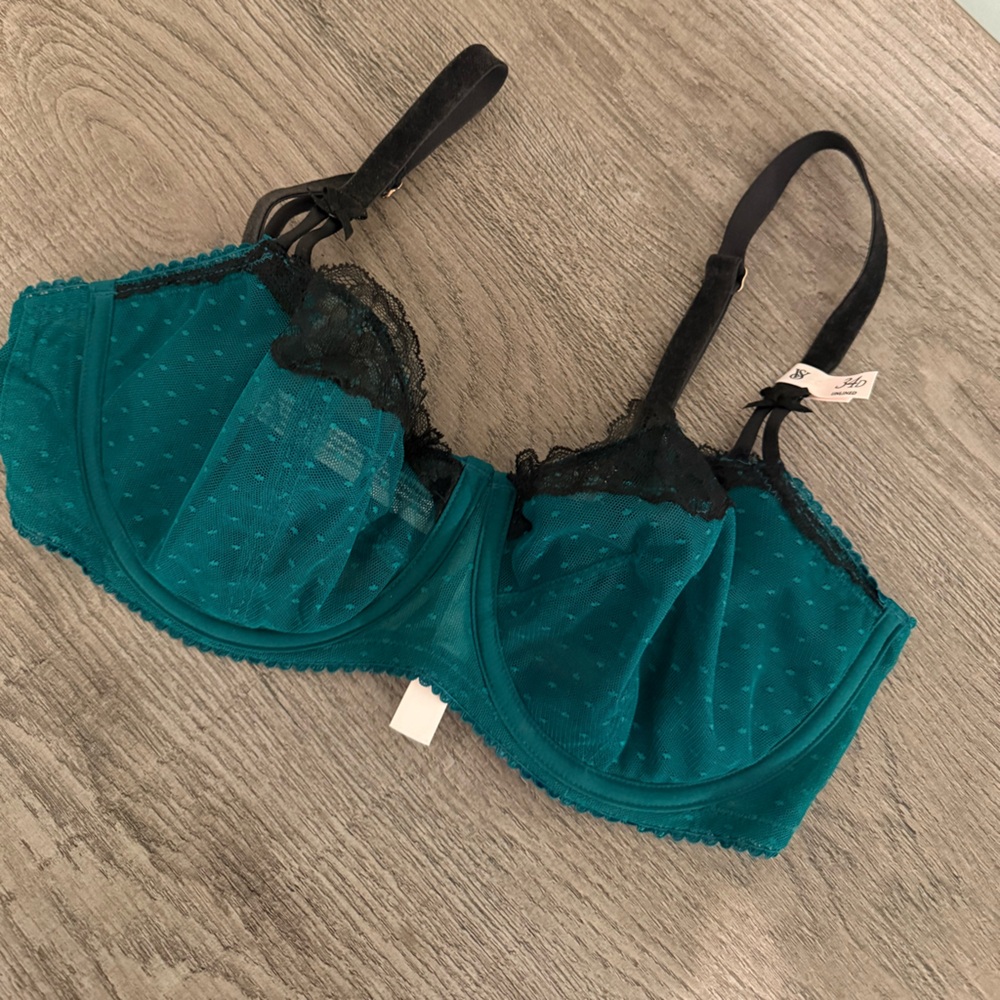 Victoria's Secret Teal and Black Lace Bra